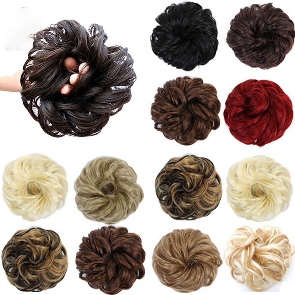 Messy Hair Bun Hair Piece Human Hair Curly Wavy Large for Women Style Accessory - Picture 2 of 4